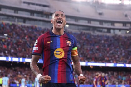 Barcelona Wins Champions League Opener 2-0 With Two Goals From Raphinha