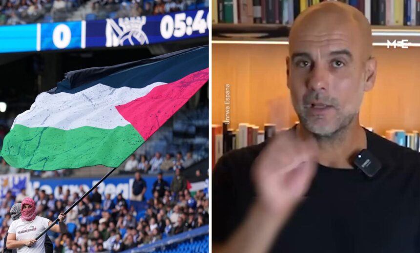 Pep Guardiola once again delivers emotional message in support of Palestinians