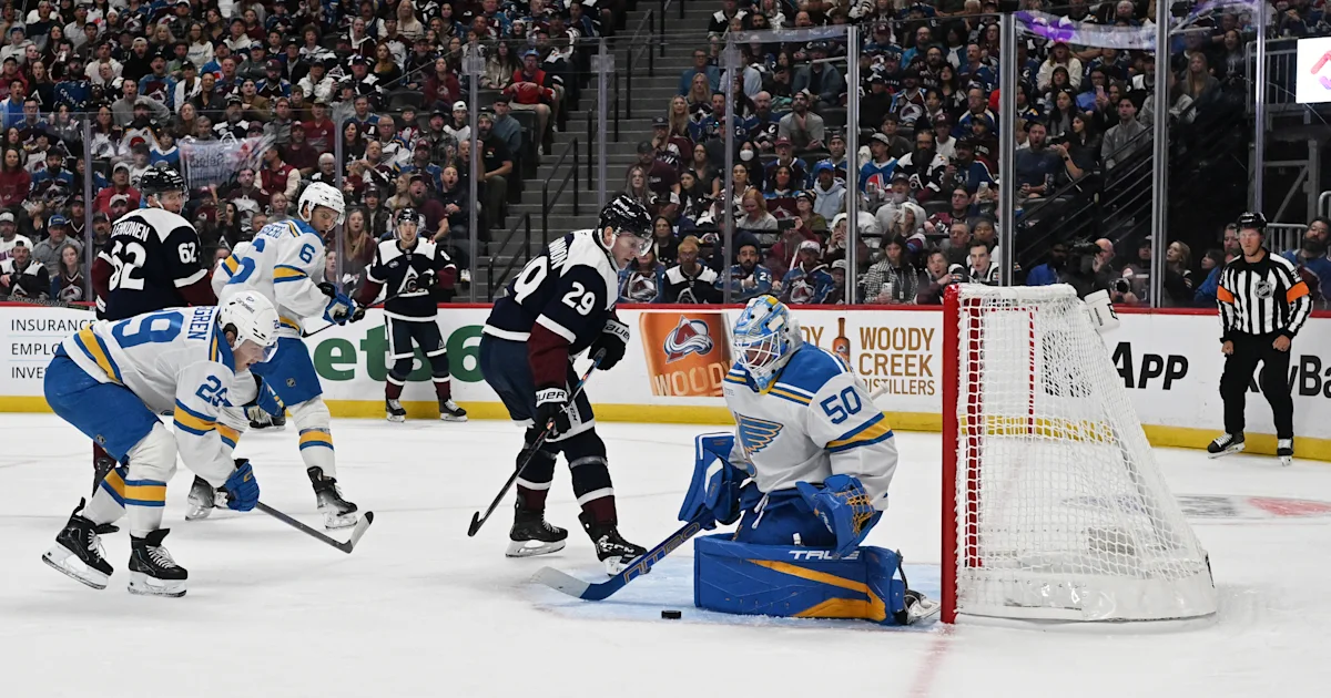 Necas and Roy score quick goals as Avalanche beat Blues 6-1