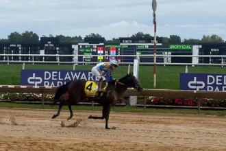 Regaled Wins Delaware Handicap in Repeat Victory Going From Last to First